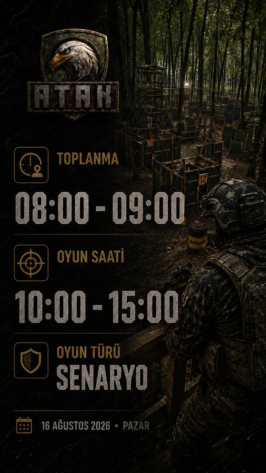 AYAP senaryo oyunu programı: toplanma 08:00–09:00, oyun 10:00–15:00
