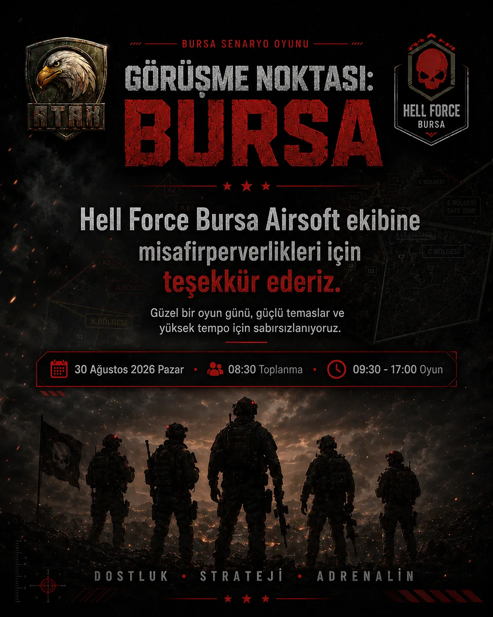 Hell Force Bursa AIRSOFT ekibine teşekkür görseli