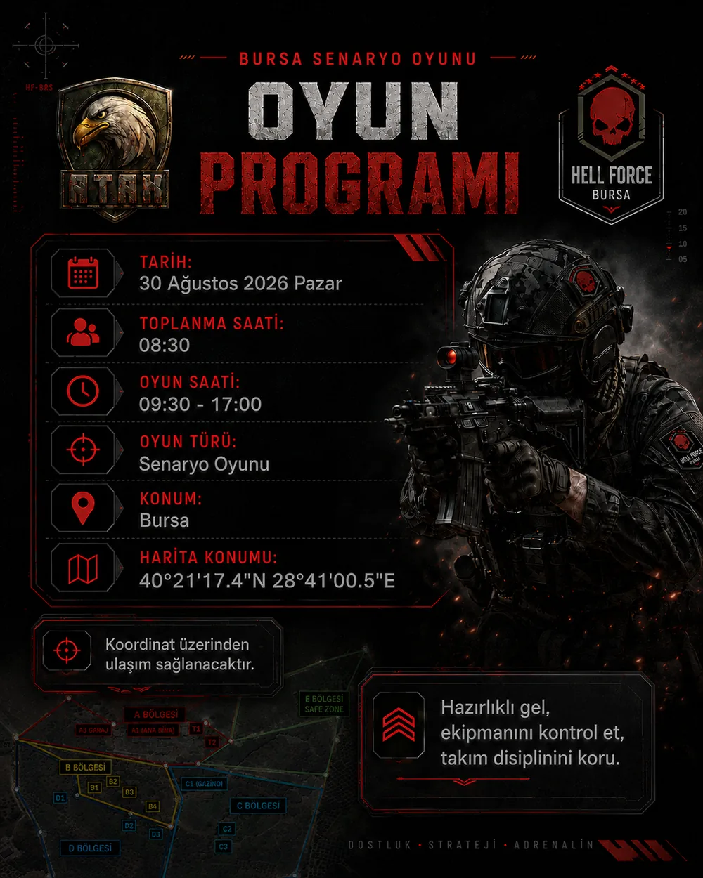 Bursa senaryo oyunu programı: tarih, toplanma ve oyun saatleri